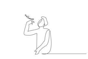 man cool smoking one line art design vector