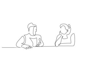 teacher coach speaker listener two people chatting together making a statement giving a life lesson one line art design vector