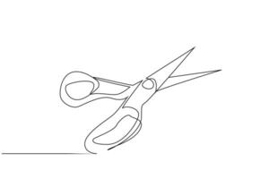 scissors object one line art design vector