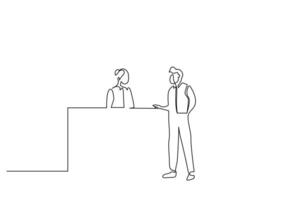 people reception help conversation one line art design vector