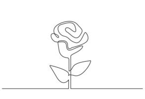 rose flower object simple one single line art design vector