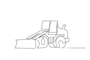 wheel loader vehicle industry construction site one line art design vector