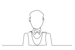 waiter man professional uniform profile portrait one line art design vector