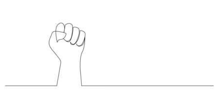 human fist punch above protest power one line art design background vector