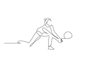 volleyball sport woman young athlete play one line art design vector