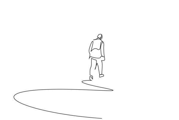 human person calm far away distant walking alone thoughtful full body length one line art design