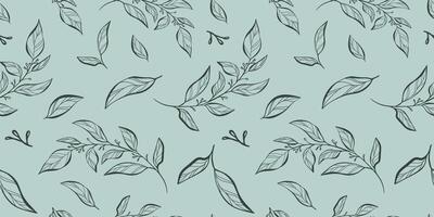 Hand drawn seamless pattern with eucalyptus leaves and branches in cute rustic style. vector