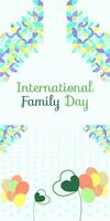 International Family Day vertical banner. Modern geometric abstract background in colorful style for family day. Happy family day greeting card cover with text. May the love of the family be great vector