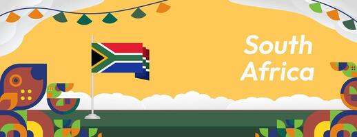 sur África nacional independencia día amplio bandera. moderno geométrico resumen antecedentes en vistoso estilo para sur África día. sur africano independencia saludo tarjeta cubrir con país bandera. vector