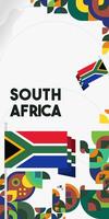 South Africa National Independence Day stand banner. Modern geometric abstract background in colorful style for South Africa day. South African Independence greeting card cover with country flag. vector