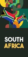 South Africa National Independence Day stand banner. Modern geometric abstract background in colorful style for South Africa day. South African Independence greeting card cover with country flag. vector