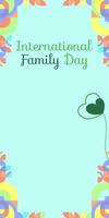 International Family Day vertical banner. Modern geometric abstract background in colorful style for family day. Happy family day greeting card cover with text. May the love of the family be great vector