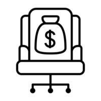 saco de dinero en el asiento un símbolo de corrupción icono vector