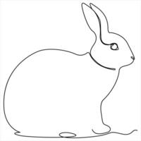 Single line continuous drawing of cute rabbit and concept Easter bunny outline illustration vector