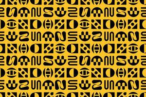 Abstract seamless geometric pattern in black and yellow colors. Simple minimalistic modern repeating pattern with flat geometric elements. vector