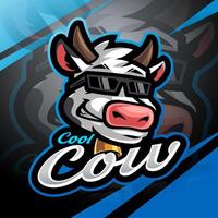 Cool cow head esport mascot logo design vector