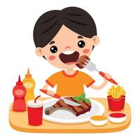 Food Concept With Cartoon Kid vector