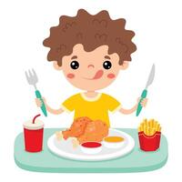 comida concepto con dibujos animados niño vector