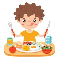 comida concepto con dibujos animados niño vector