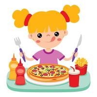 Food Concept With Cartoon Kid vector