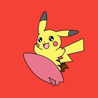 pokemon personaje Pikachu dibujos animados surf vector