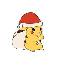 pokemon personaje Pikachu vistiendo regalo vector