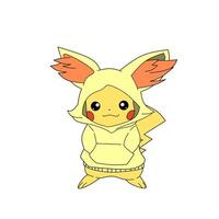 Pokemon character pikachu wearing yellow hoddie jacket vector