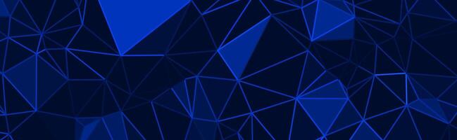 abstract dark blue background with triangles and glowing lines vector