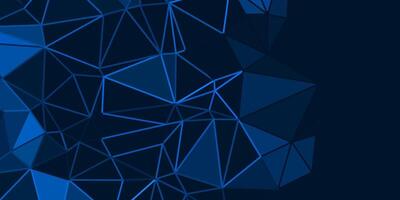 abstract dark blue background with triangles and glowing lines vector