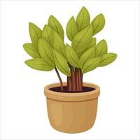 illustration of a potted houseplant with leaves. vector