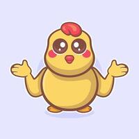 cute chick animal character mascot cartoon with confused expression vector