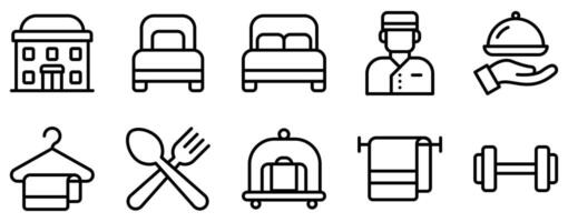 hotel icon line style set collection vector