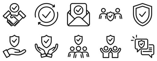 trust icon line style set collection vector