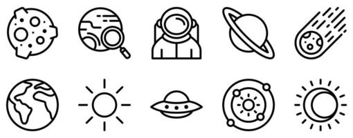 space icon line style set collection vector