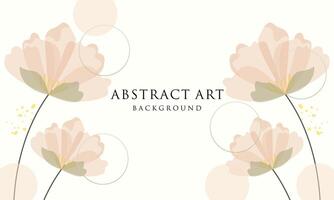 Abstract art background . Line art flower and botanical leaves vector