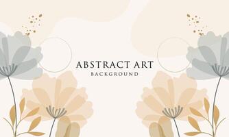 Abstract art background . Line art flower and botanical leaves vector