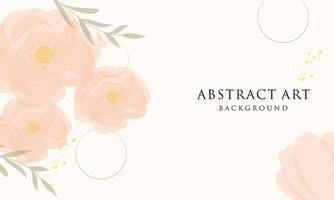 Abstract art background . Line art flower and botanical leaves vector