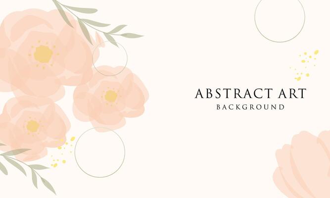 Abstract art background . Line art flower and botanical leaves