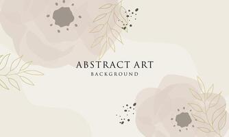 Abstract art background . Line art flower and botanical leaves vector