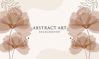 Abstract art background . Line art flower and botanical leaves vector