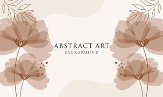 Abstract art background . Line art flower and botanical leaves vector