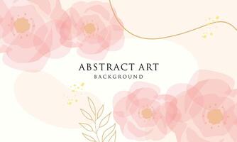 Abstract art background . Line art flower and botanical leaves vector