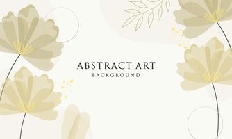 Abstract art background . Line art flower and botanical leaves vector