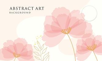 Abstract art background . Line art flower and botanical leaves vector