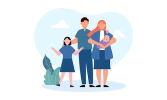 Hand drawn asian family illustration vector