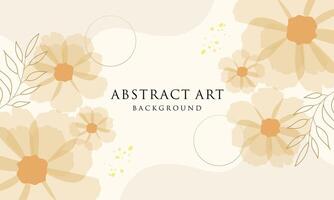 Abstract art background . Line art flower and botanical leaves vector