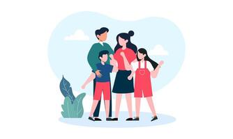 Hand drawn asian family illustration vector