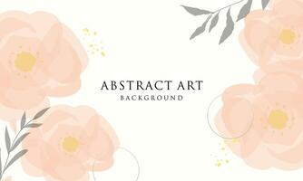 Abstract art background . Line art flower and botanical leaves vector