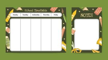 Back to school timetable template design vector