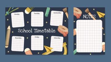 Back to school timetable template design vector